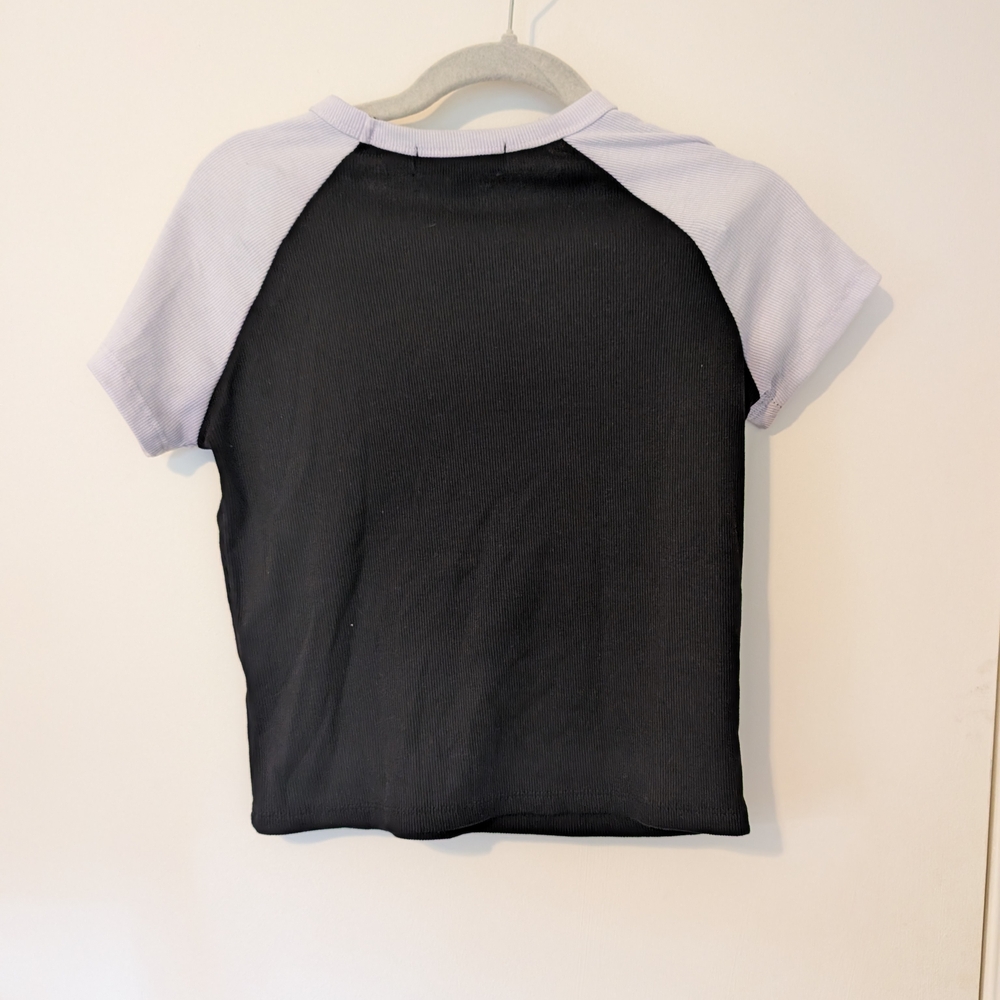 Faded Rose Large Rhinestone Butterfly Ribbed Short Sleeve Tee - Picture 3 of 3